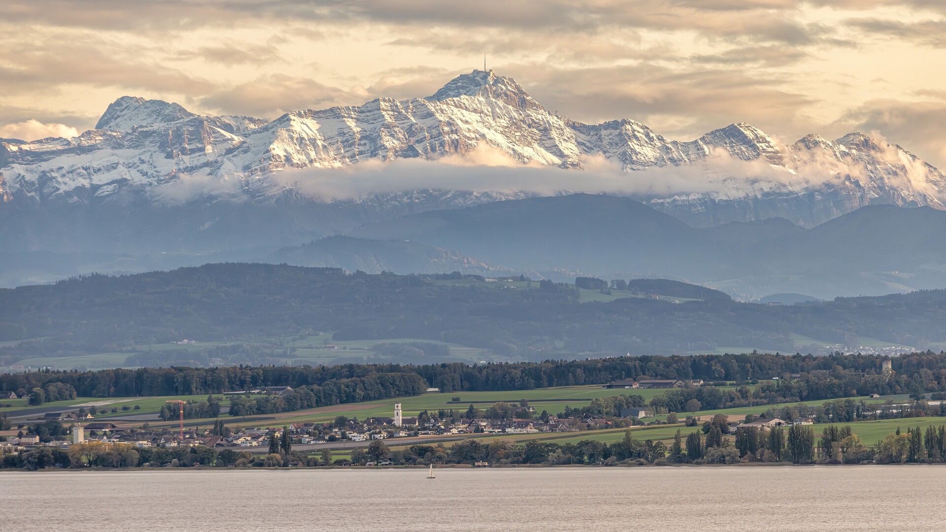View of the Säntis in Switzerland from Seegut Zeppelin